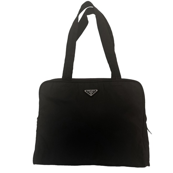 Prada Tessuto Black Satchel Casual Tote Office School Book Bag Medium - Picture 1 of 16